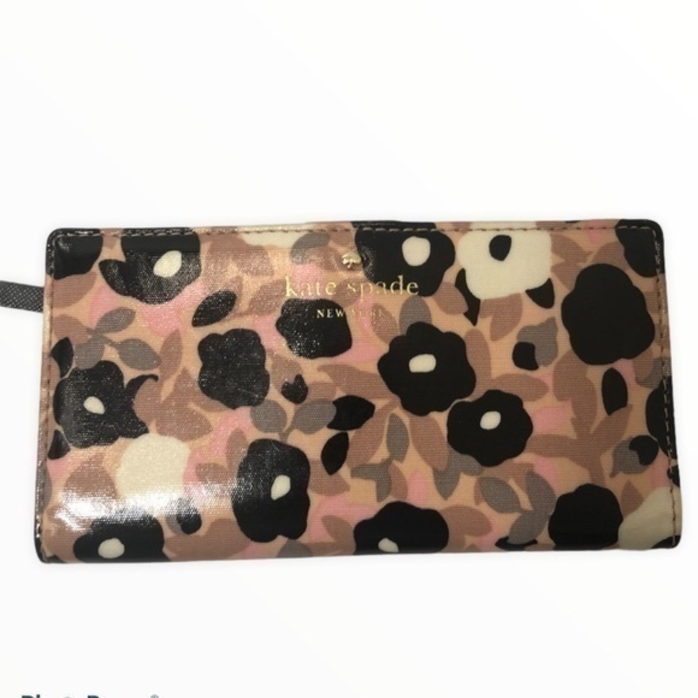Kate spade pink black floral flower wallet